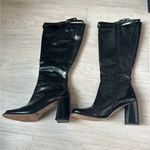 Charles David Glossy Black Heeled Boots